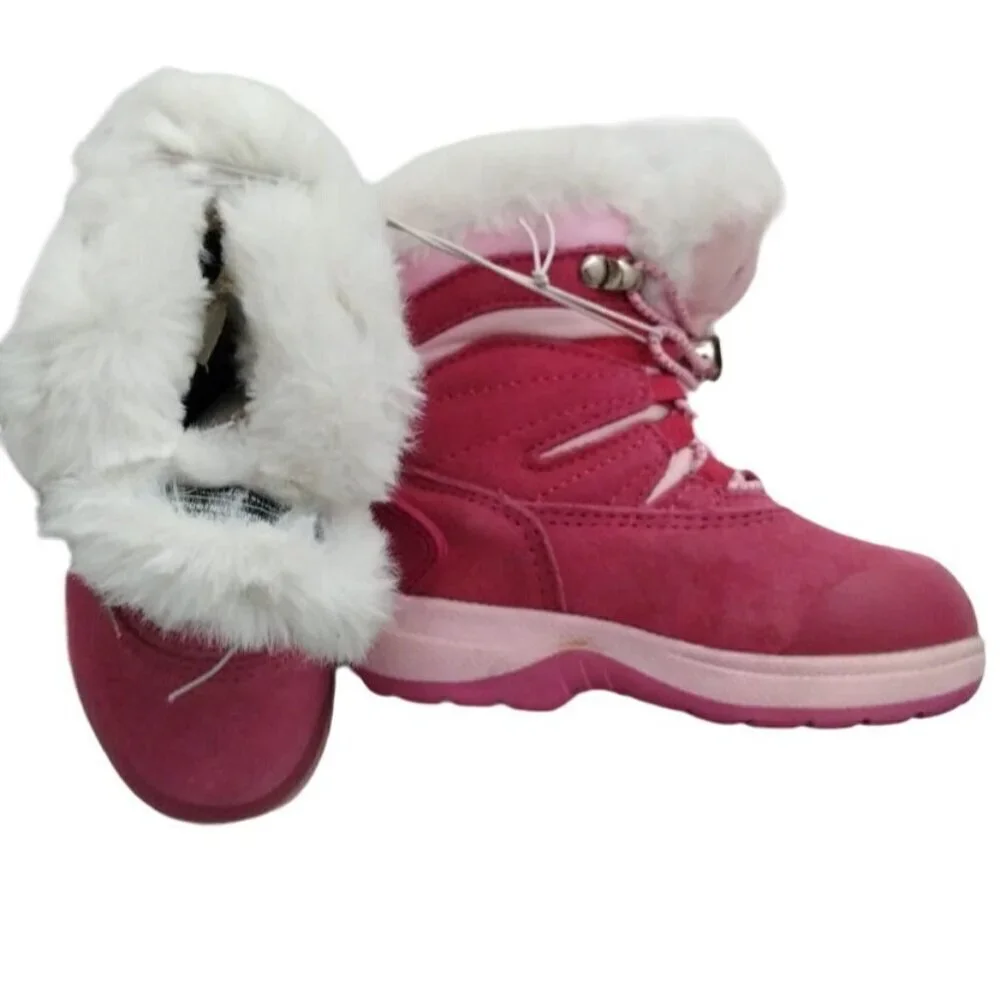 Swiss Tech Kids Winter Boots Size 6 Pink Fur Lined Waterproof